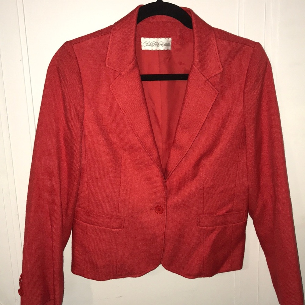 Vintage Saks Fifth Avenue Tweed Coral Blazer